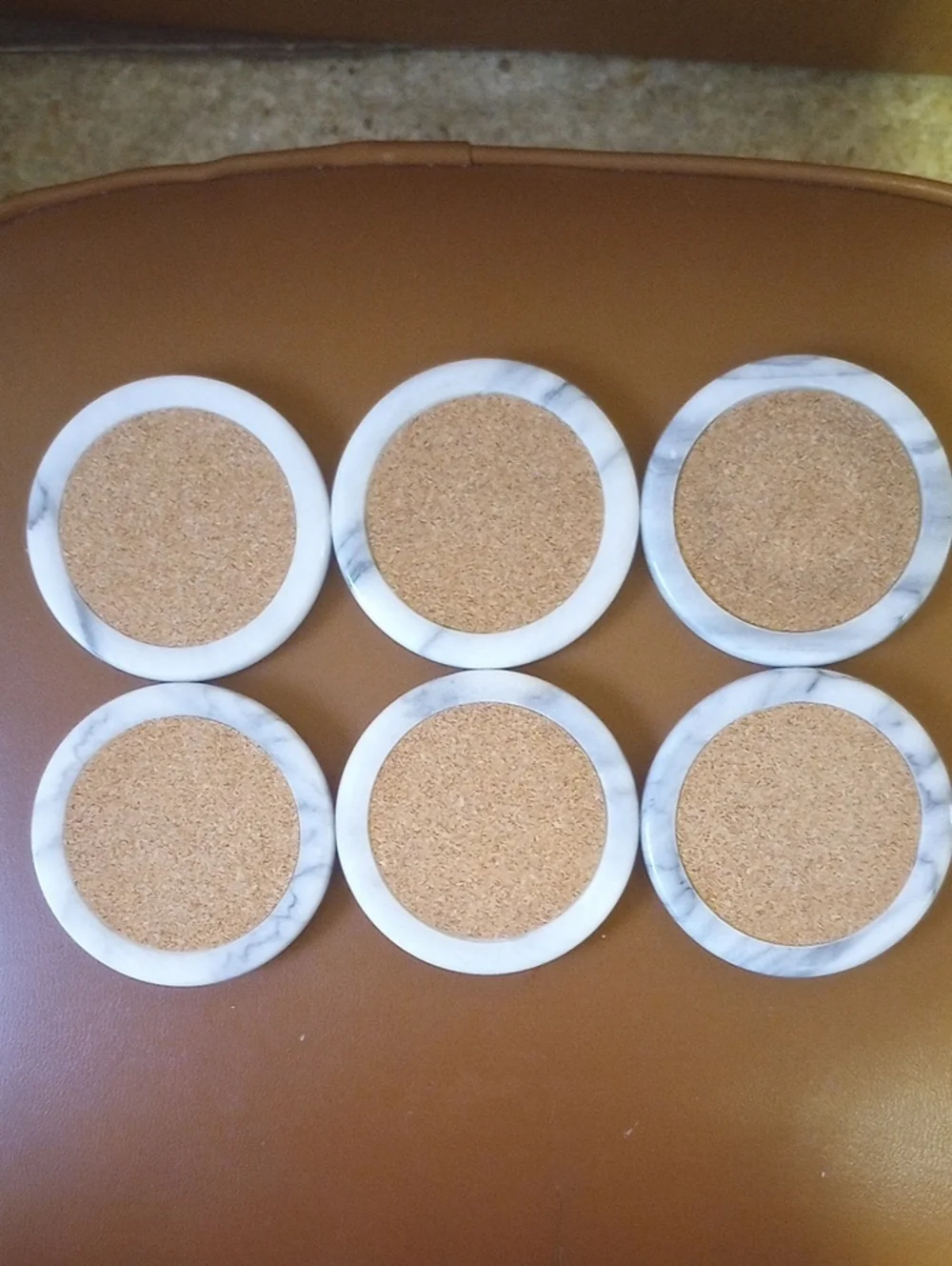 Vintage Collectible Marble & Cork 6 Coaster Set from Harrah's Marina